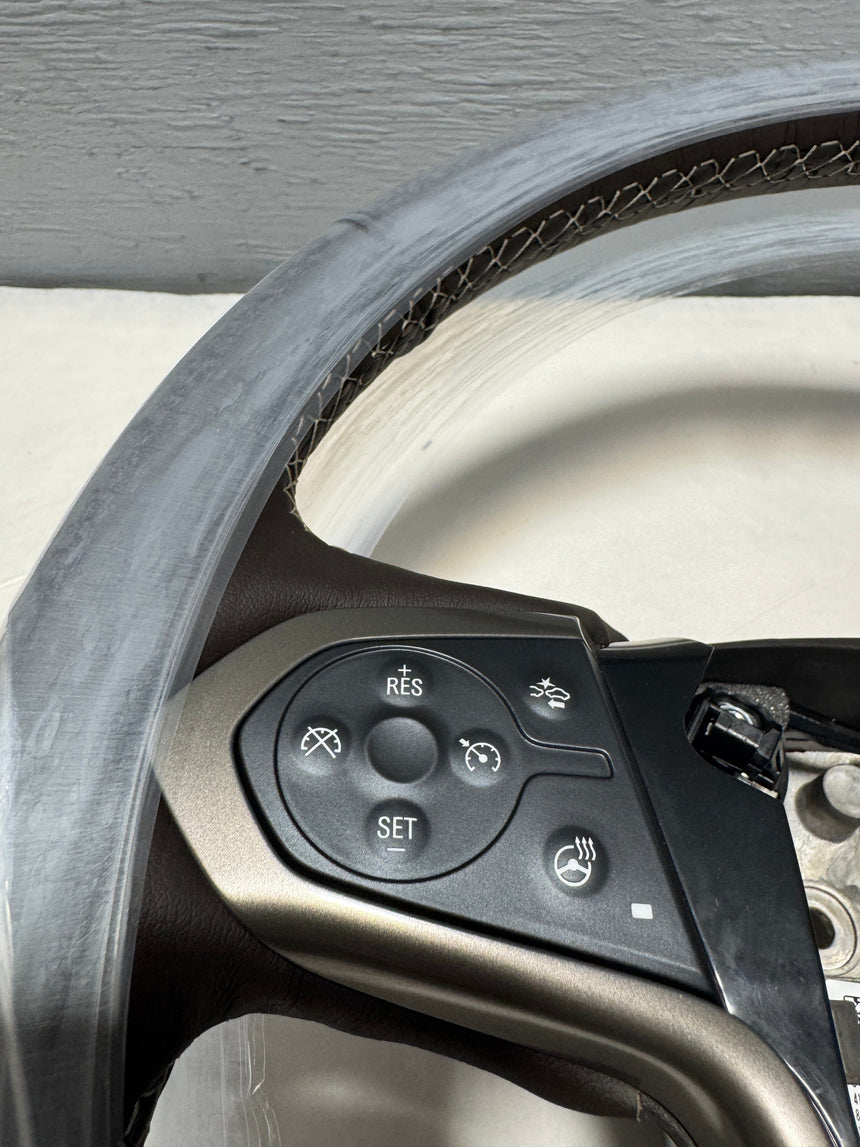 2015-2019 Silverado Sierra 2500 3500 Cocoa Leather Steering Wheel Heated For Crash Alert Equipped