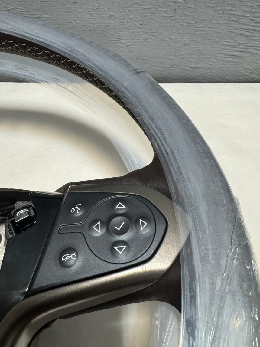 2015-2019 Silverado Sierra 2500 3500 Cocoa Leather Steering Wheel Heated For Crash Alert Equipped