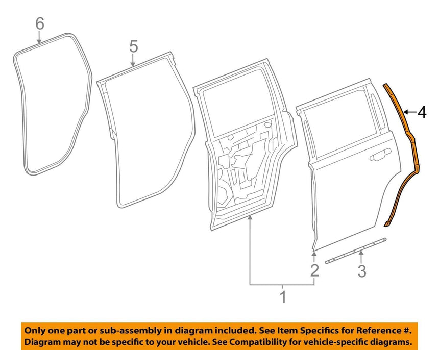 2015-2020 Tahoe Yukon Escalade Passenger Side Rear Door Back Weatherstrip Seal