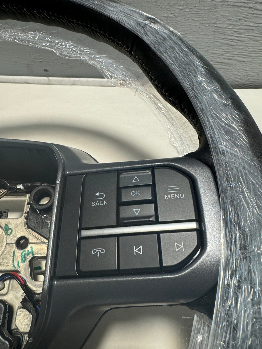 2021-2024 Ford F-150 Lariat OEM Black Leather Heated Steering Wheel With Buttons W/O Active Steering