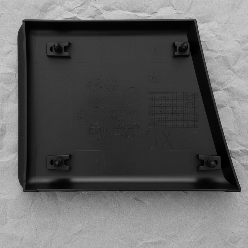 Close-up alternate angle of Mopar OEM Driver Side Scuff Plate Molding for Ram ProMaster