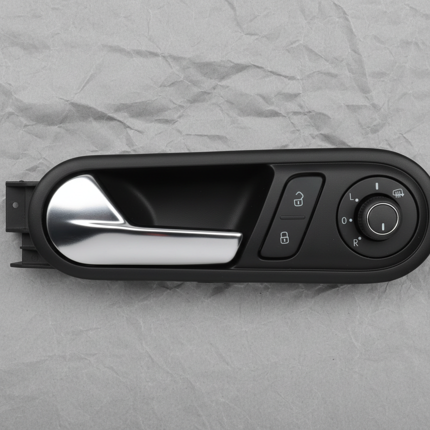 VW Beetle Convertible Interior Door Handle Chrome OEM - Macro Top