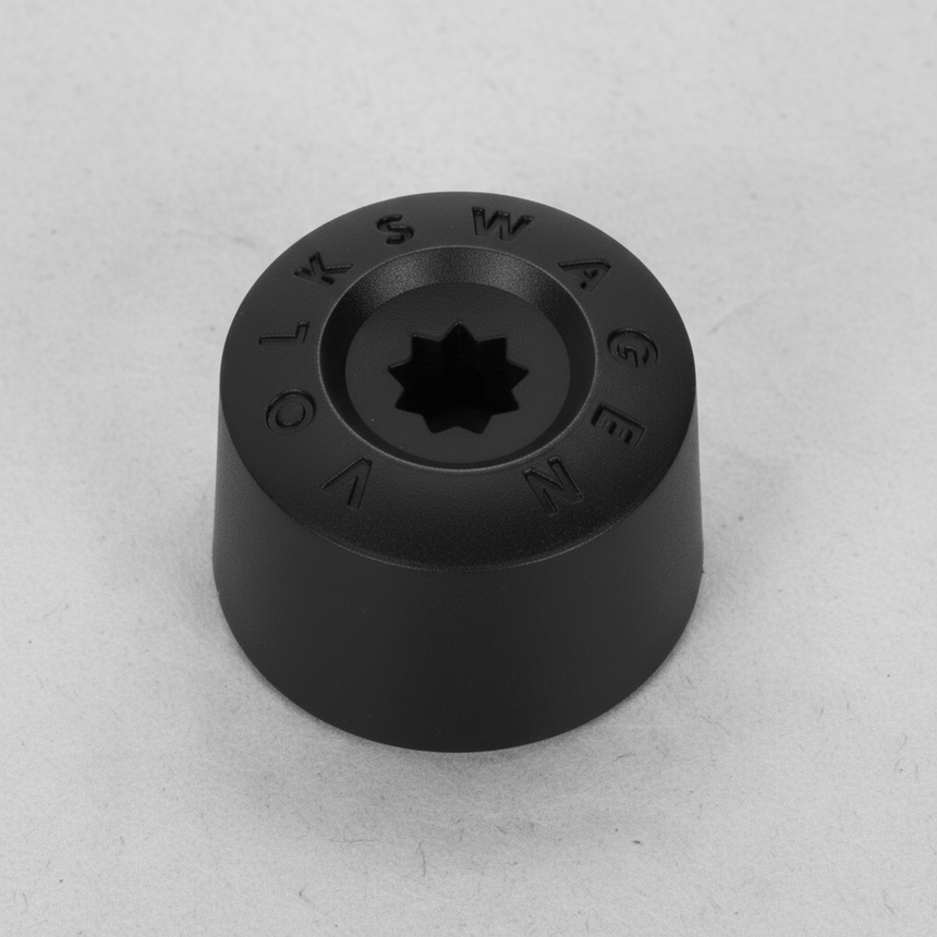2009-26 Volkswagen Atlas Golf GTI Beetle OEM Wheel Bolt Cover Black Macro Crop