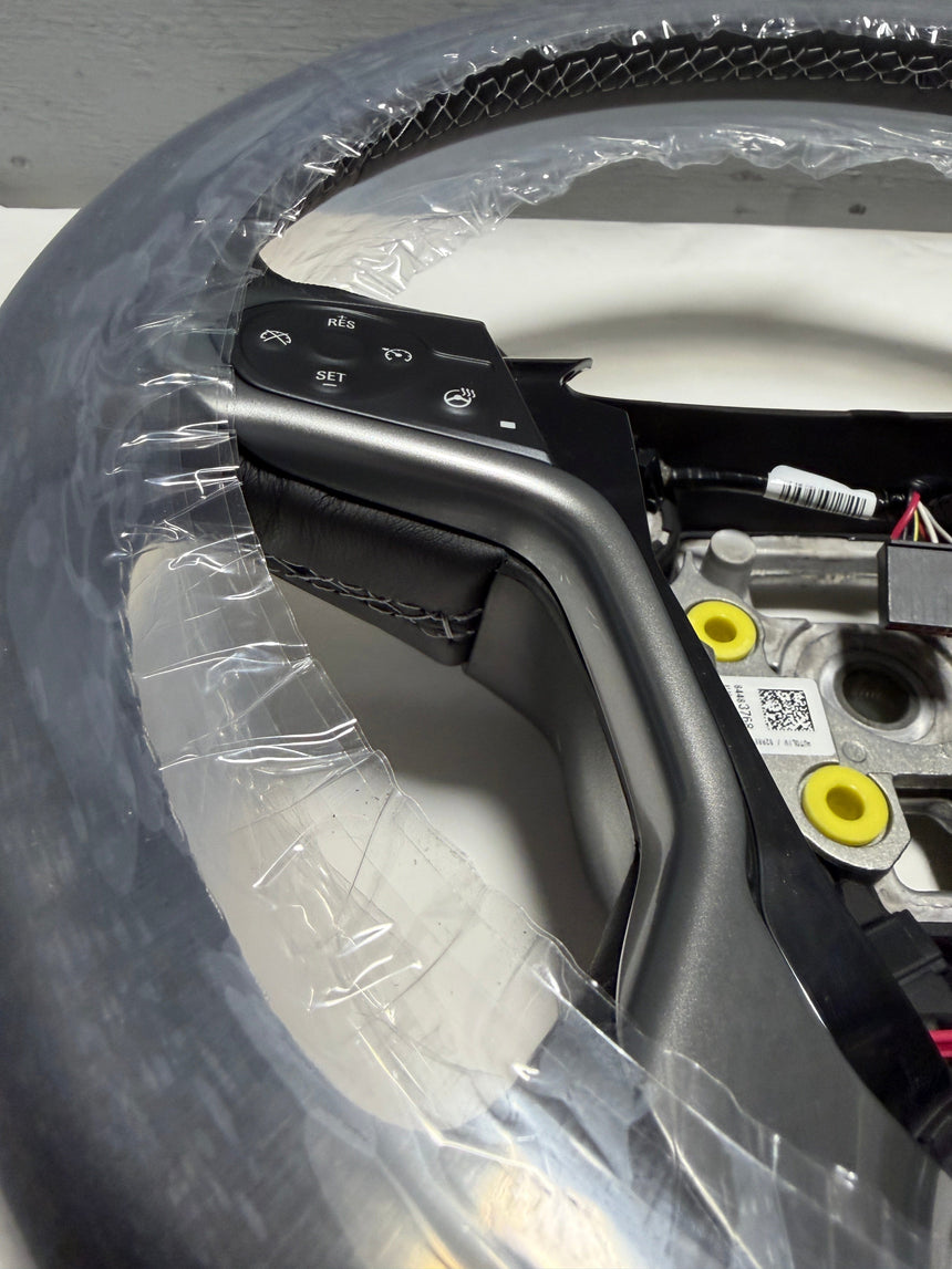 2014-2018 Silverado 1500 Black Heated Leather Steering Wheel Without Crash Alert