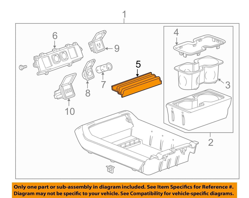 2014-2018 Silverado Sierra Center Console Front Rubber Liner Stepped OEM