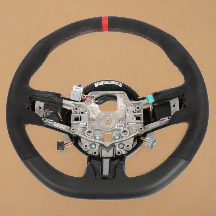 2015-2019 Ford Mustang Steering Wheel Leather and Suede W/ Red Stitching OEM
