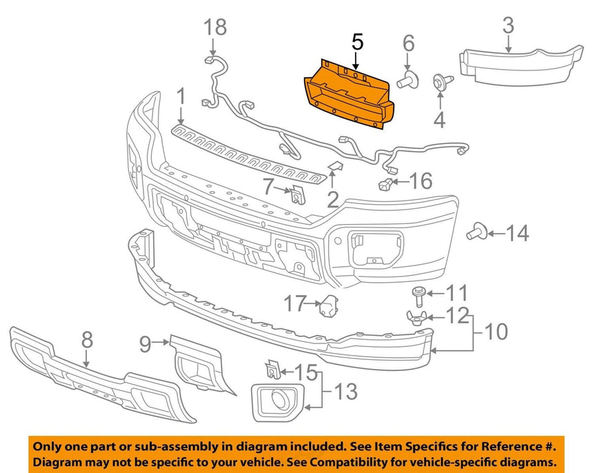 2015-2019 Sierra 2500 HD Front Bumper Center Filler Panel OEM