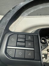 2021-2024 Ford F-150 Lariat OEM Black Leather Heated Steering Wheel With Buttons W/O Active Steering