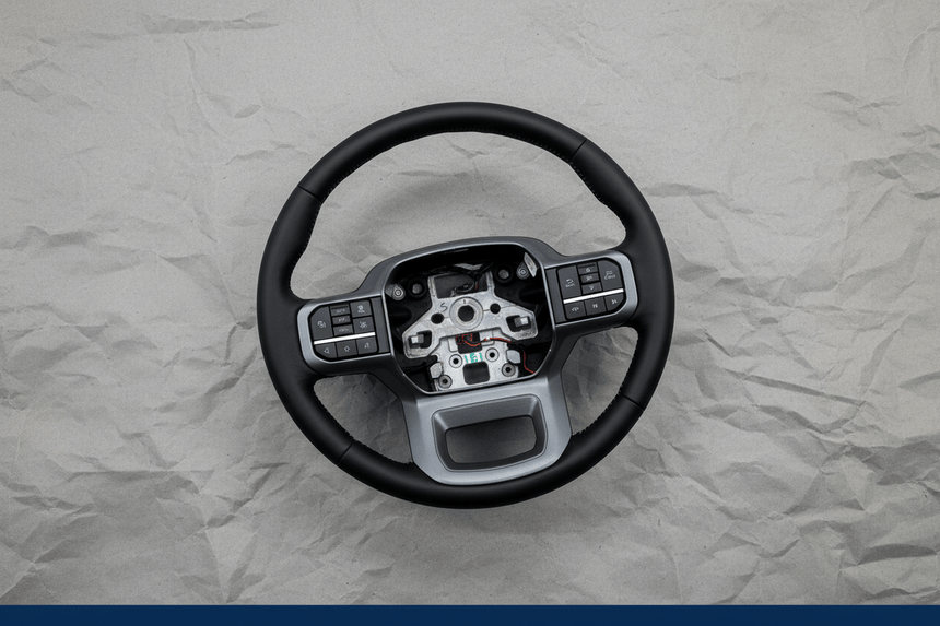 2023-2025 Ford F-250 F-350 F-450 F-550 Super Duty Lariat Steering Wheel Black Leather Heated OEM