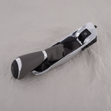 Middle macro crop on light grey wrinkled kraft paper background