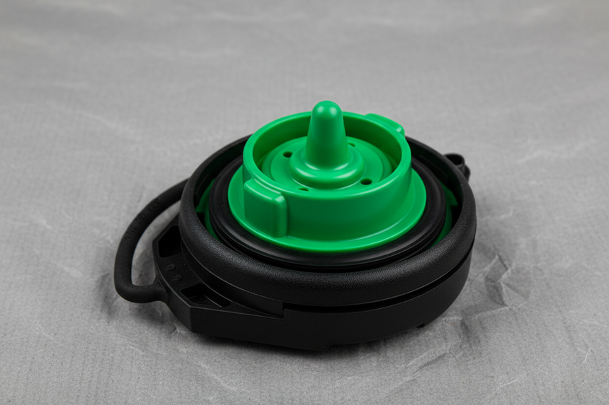 Quarter Turn Fuel Gas Tank Filler Cap - Bottom Detail Angle 2